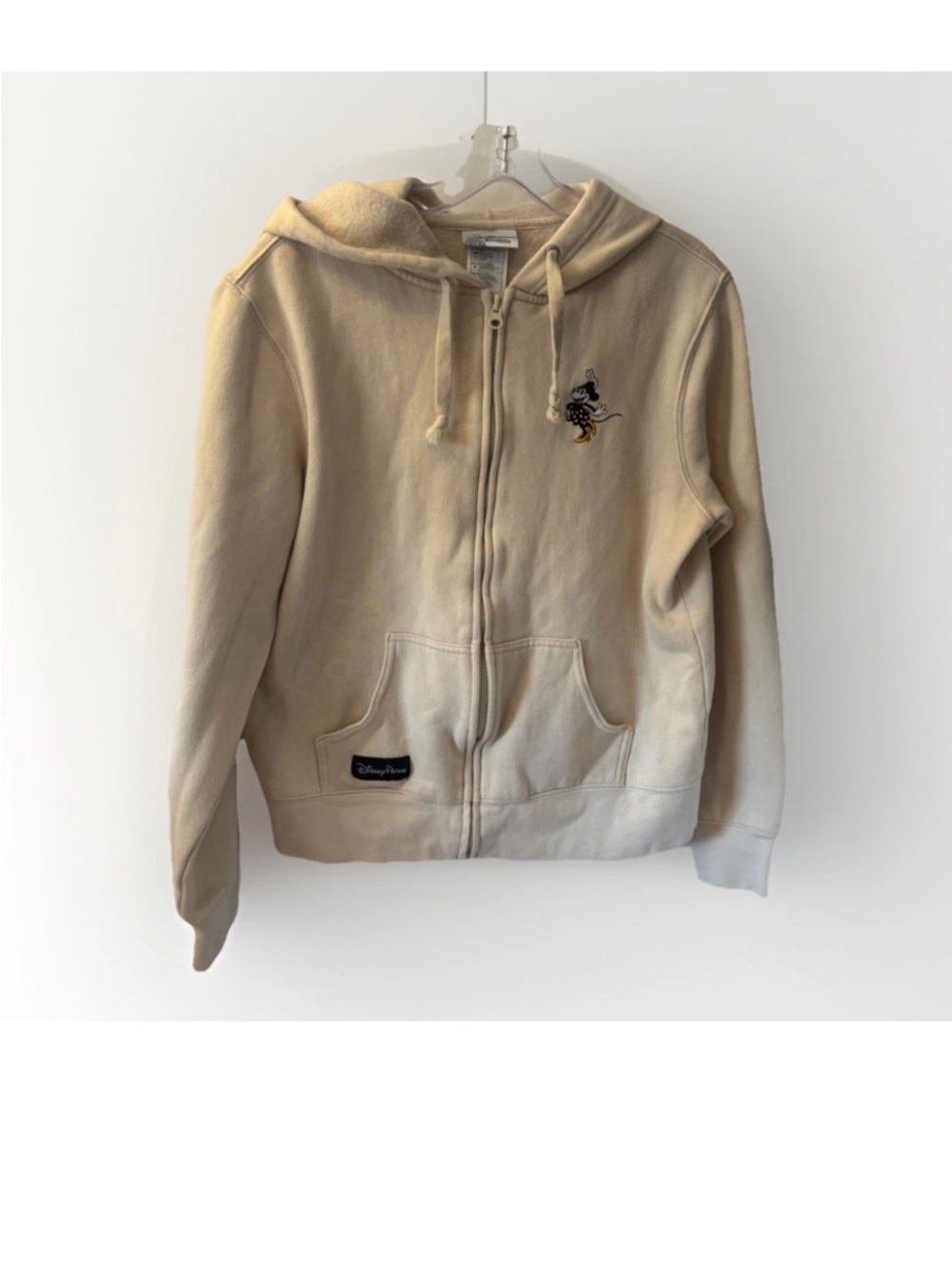 Disneyland Disney Parks Full Zip Beige Hoodie Minnie Mouse Embroidery